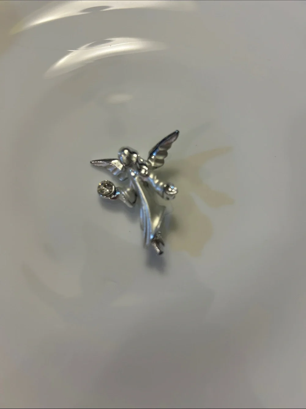 Giusti Gigi Signed Vintage Silver Tone Metal Guardian Angel Pin